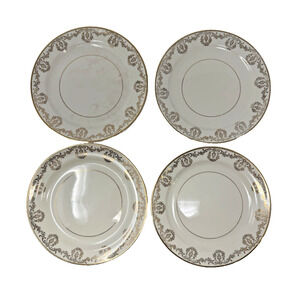 Vintage Taylor Smith Taylor #5404 7.25” Saucers 22K Gold Trim Set of 4